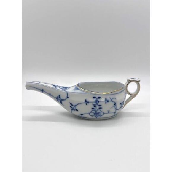 Vtg German Huttensteinach Blue Onion Invalid Person Feeder Porcelain Handmade - Picture 4 of 9